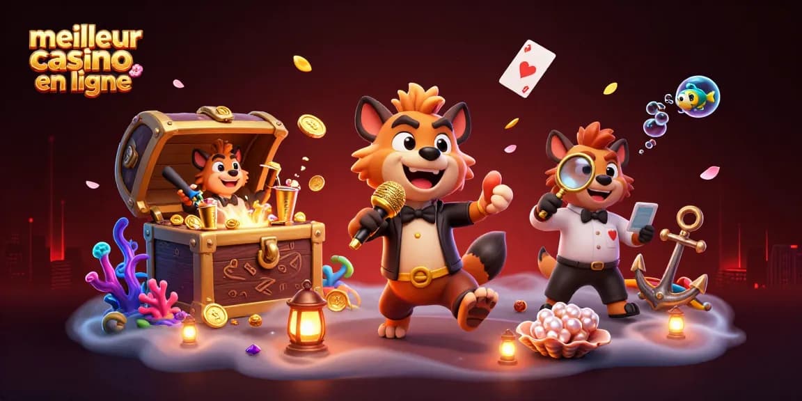 Visitez le meilleur casino en ligne où des hyènes caricaturales animent une salle de jeux dynamique.