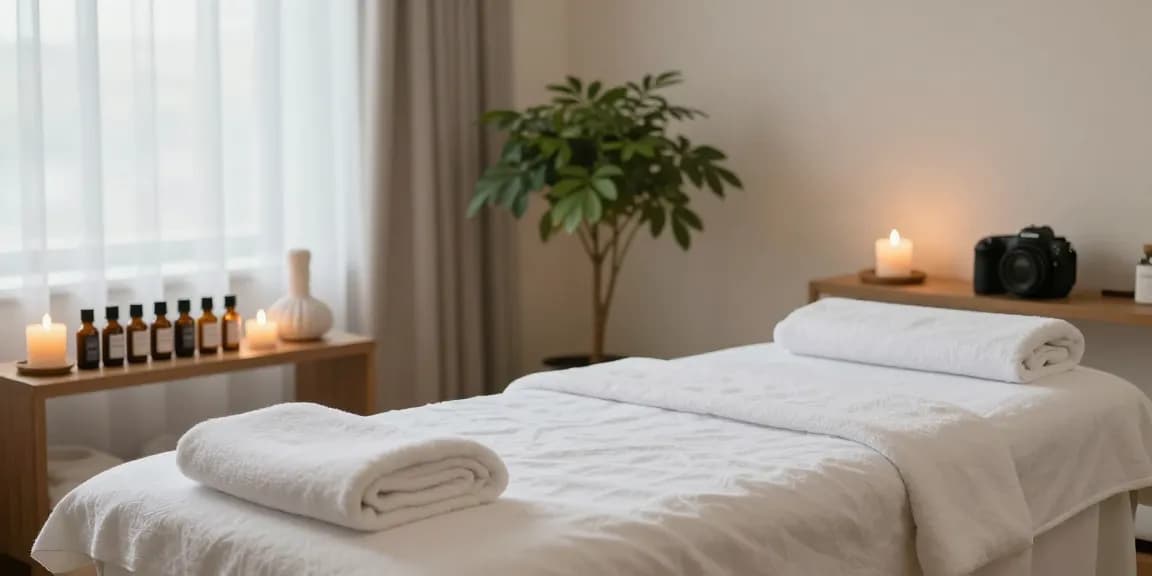 Relaxing spa room with soothing ambiance for 구로마사지 therapy
