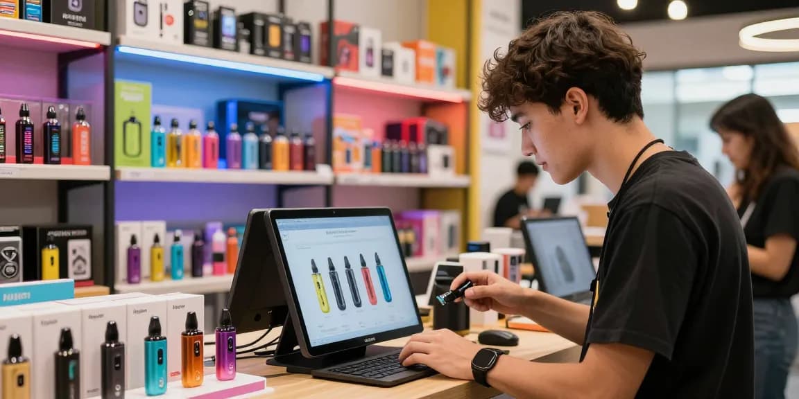 Discover the Hayati proma pod kit in a vibrant vape store atmosphere.