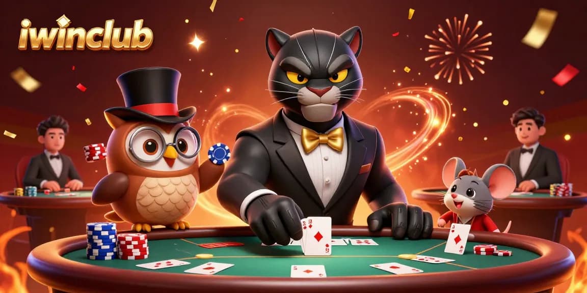 Experience exciting poker games at iwinclub with dynamic characters and vibrant casino elements.