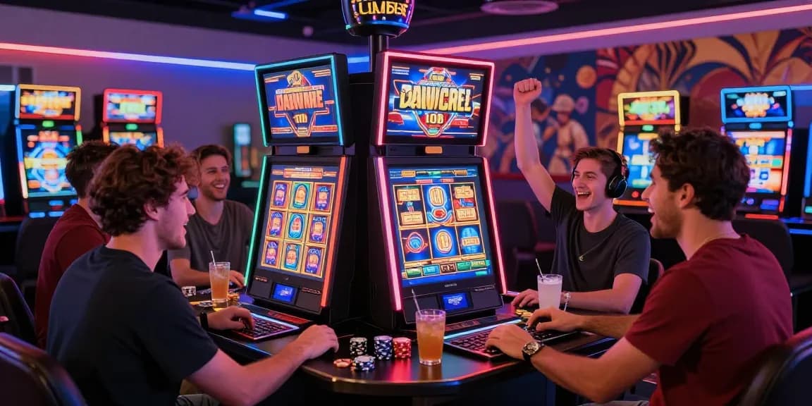 Players enjoying a vibrant slot gaming experience at an online casino.