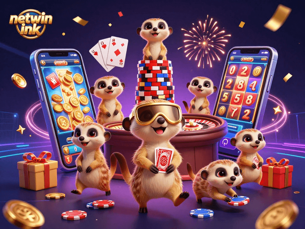 Experience the thrill of netwin ink's casino world with meerkats in action, showcasing fun gaming elements.