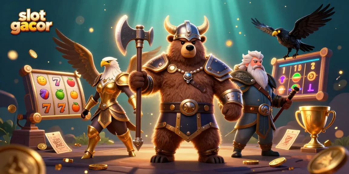 Engage with slot gacor through a vibrant 3D casino scene featuring unique characters and dynamic elements.