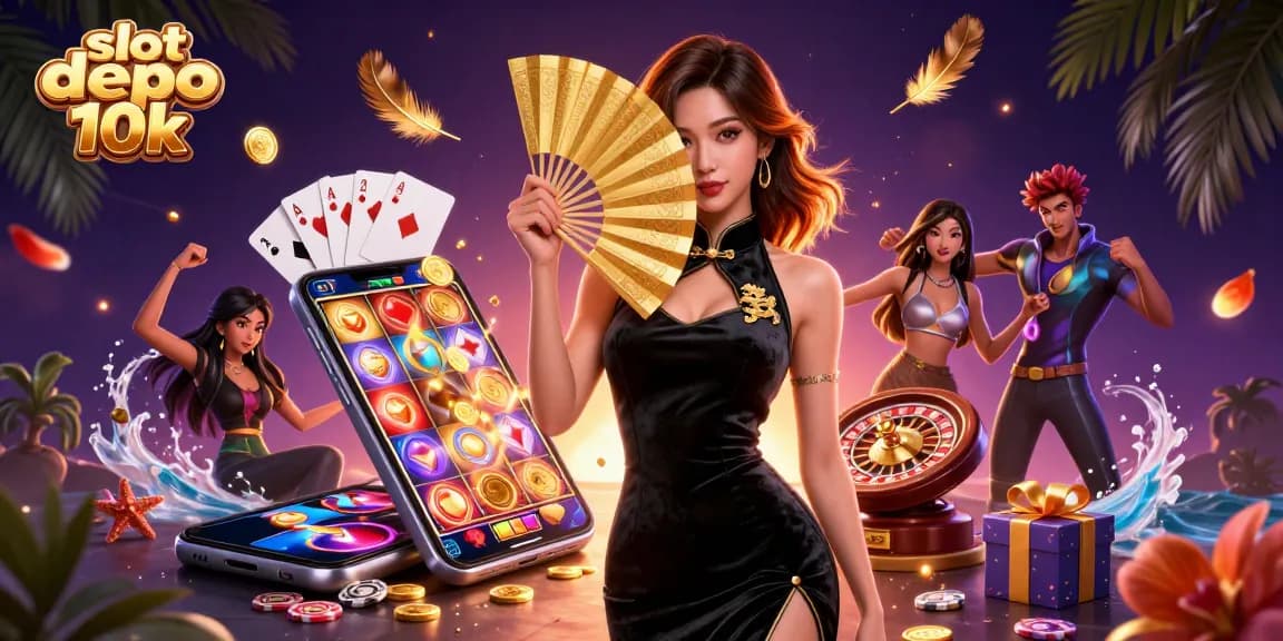 Engage in thrilling action at slot depo 10k with a captivating casino-themed illustration.