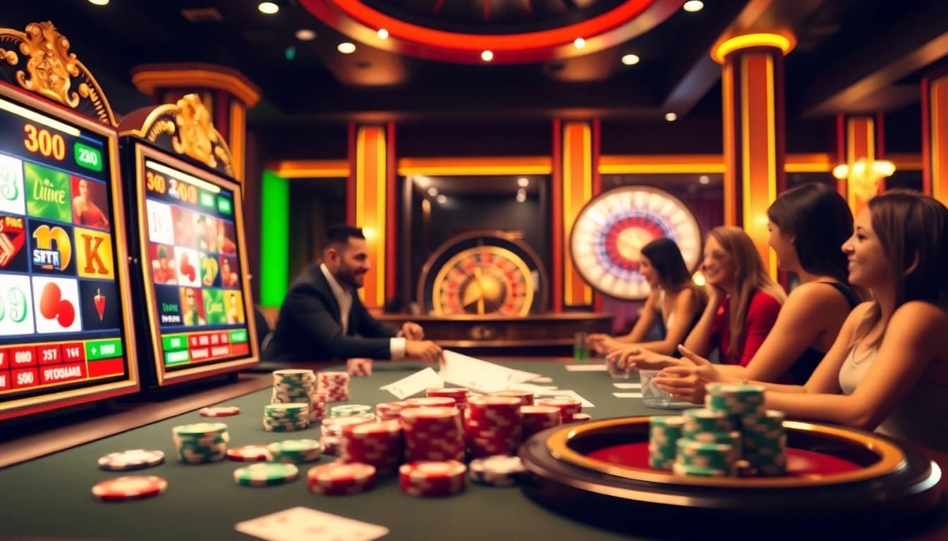 Experience the excitement of demo slot pragmatic gaming with vibrant slot machines and eager players in a luxurious casino setting.