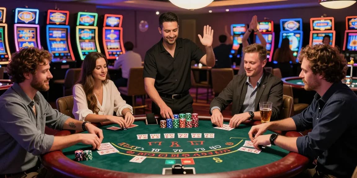 Players at a Garuda303 blackjack table enjoying an exciting casino atmosphere.