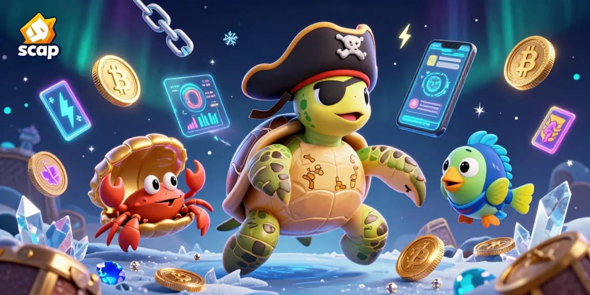 Engage in exciting gameplay at scap casino featuring vibrant characters and cryptocurrency elements.
