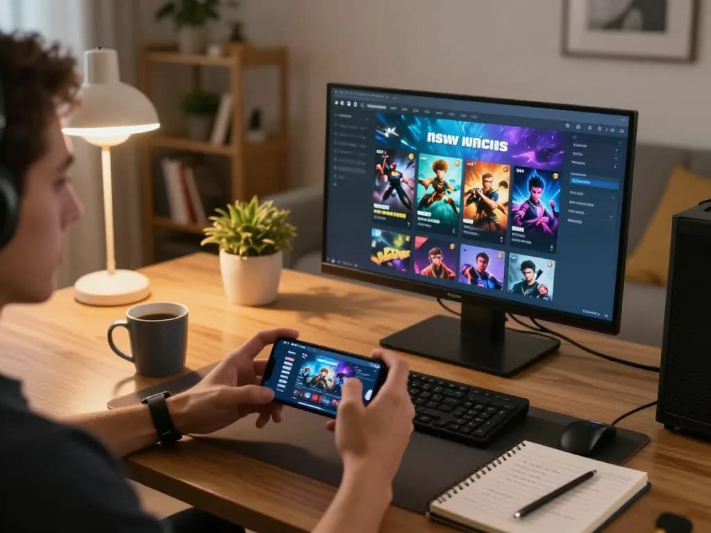 Person playing nsfw games mod on smartphone in cozy home setting with gaming strategies