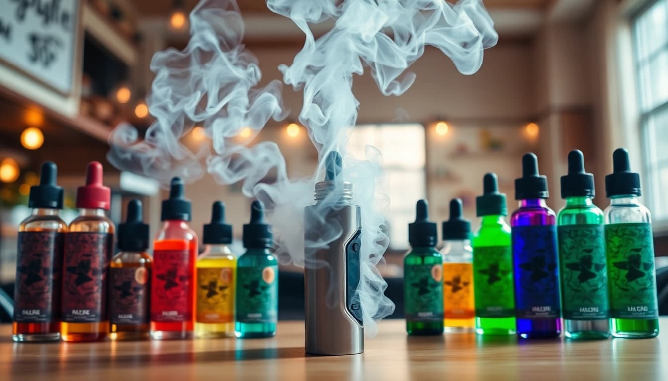 Enhance your experience with Vape & E-Liquids displayed among vibrant colors and textures.