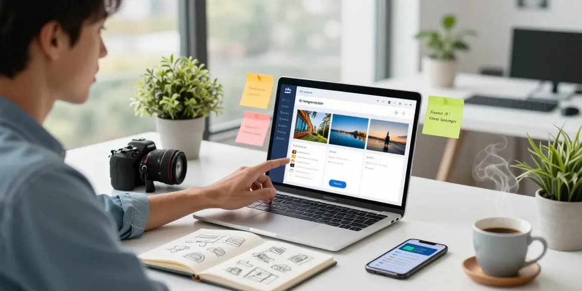 Free AI image detector in action as a user uploads an image file in a modern workspace.