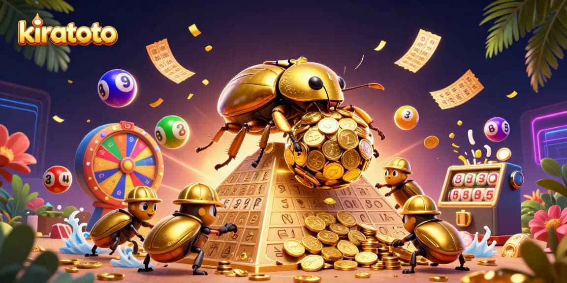 Experience the excitement of kiratoto with a vibrant lottery scene showcasing bouncing balls and golden coins.