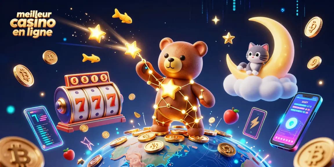 Jouer au meilleur casino en ligne avec une illustration captivante de constellation d'ours et des éléments de jeu