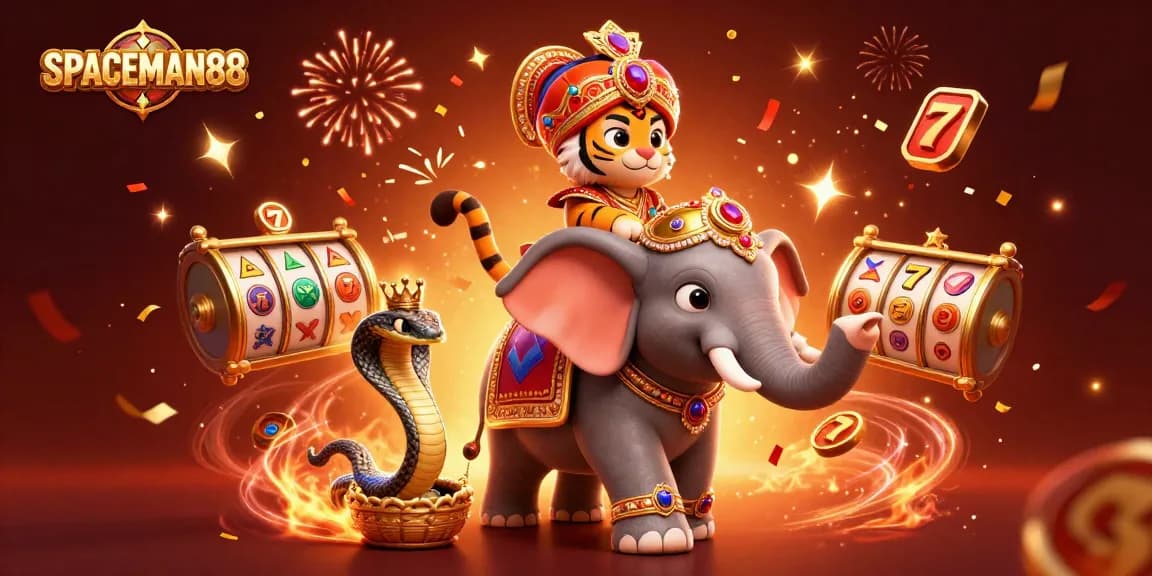 Engage with thrilling casino action at SPACEMAN88 with exciting slot reels and cheerful festive elements.