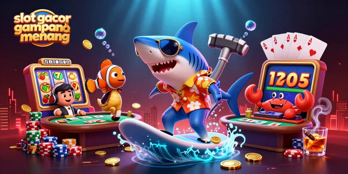 Slot gacor gampang menang dengan hiu dan hewan laut lain di dunia kasino yang ceria.