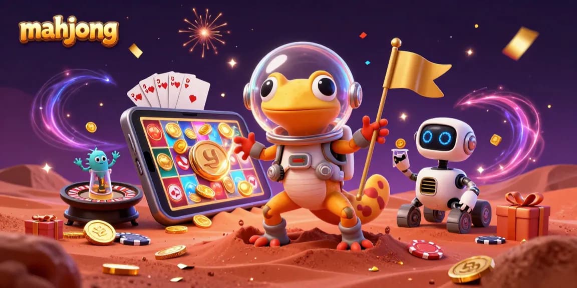 Spin the reels with Mahjong, featuring exciting slots and vibrant casino elements.
