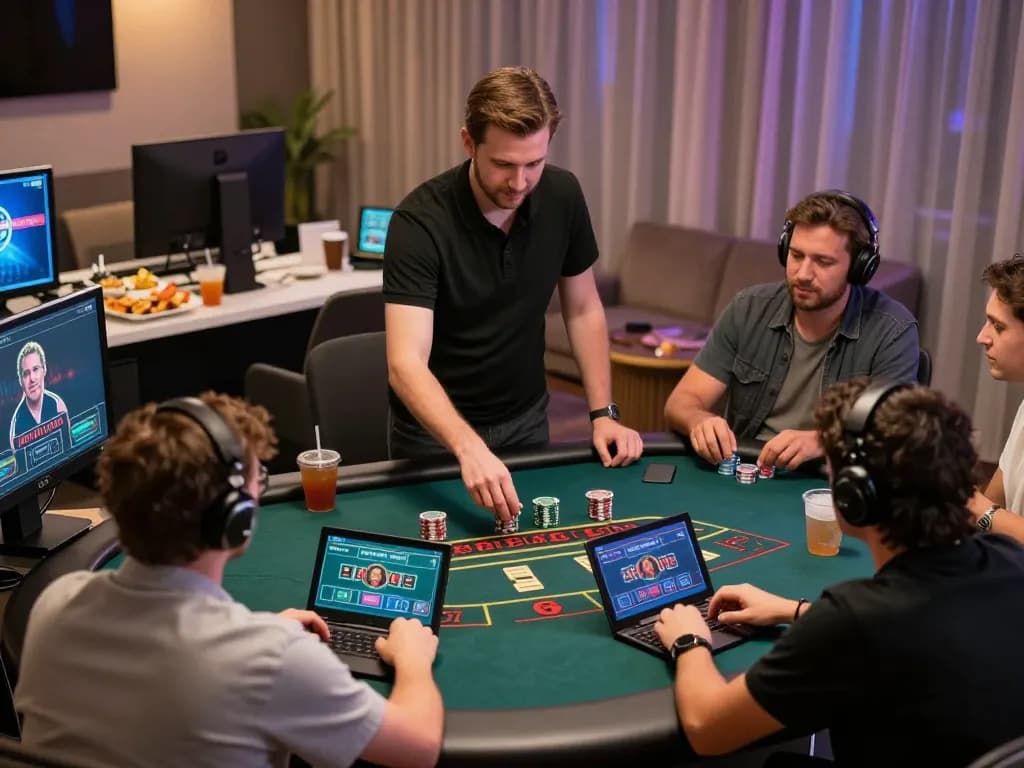 Experience dynamic online blackjack gaming at qq88ae with players engaged on various devices.