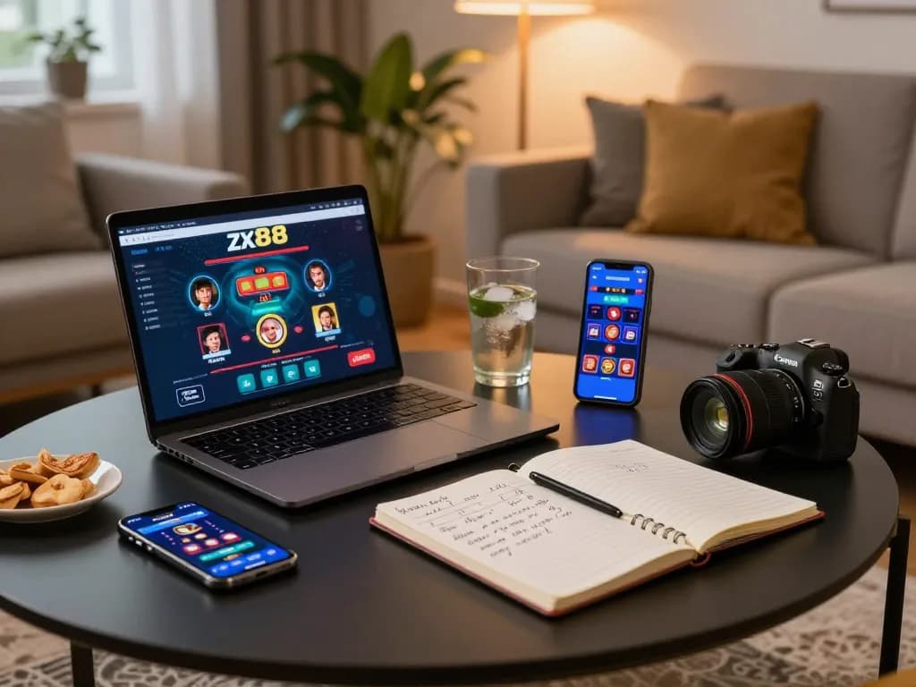 Engaged player enjoying online games on zx88 app with betting strategies in a cozy home setup
