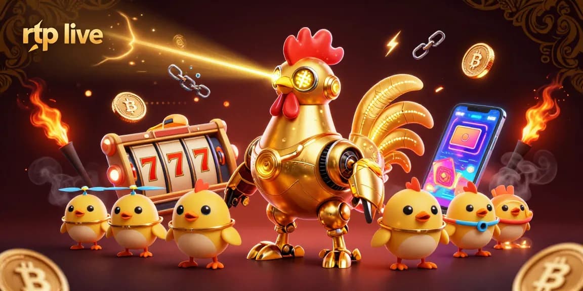 Engage with rtp live to boost your winning chances in online slots depicted by a vibrant 3D illustration.
