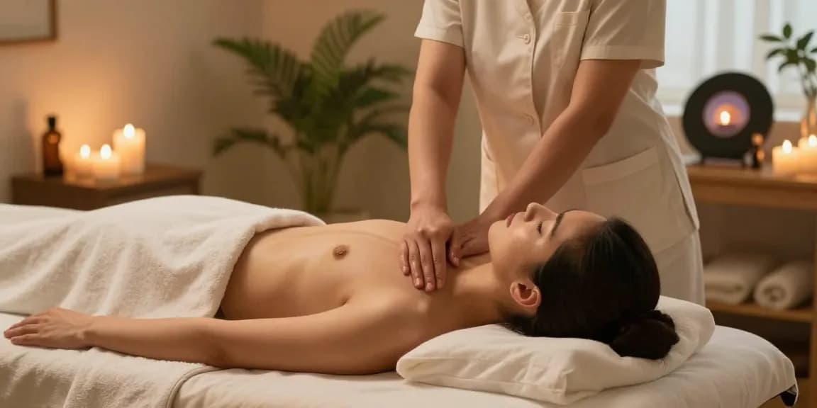 Swedish massage session highlighting a peaceful atmosphere with calming essential oils and soothing therapist.