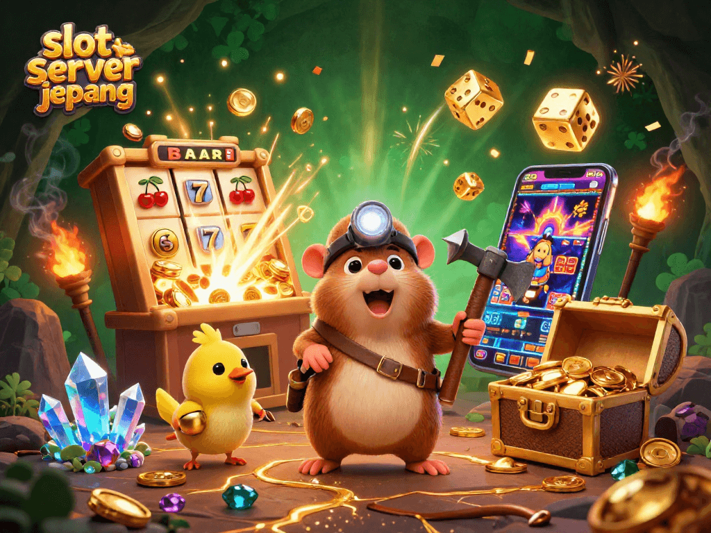 Engaging slot server jepang illustration featuring vibrant characters and casino elements in action.