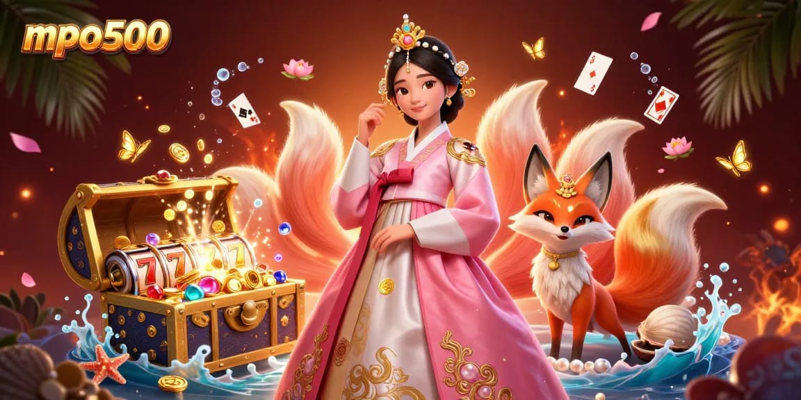 Experience the excitement of mpo500 slots and jackpot winnings with stunning visuals of a vibrant casino scene.