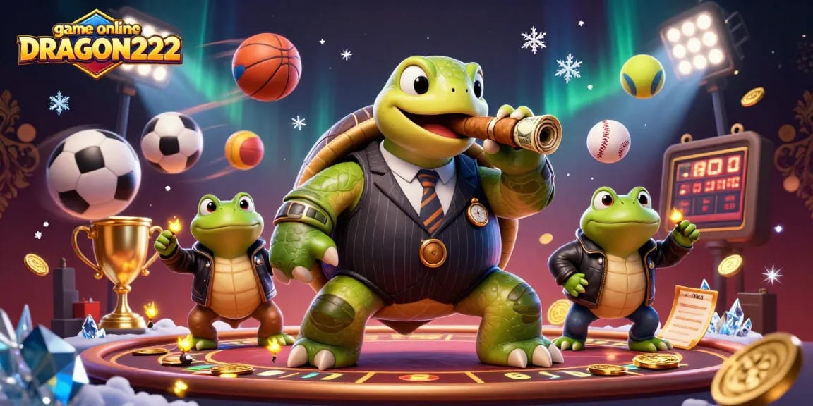 Engage with game online DRAGON222 as a massive cartoon turtle in a mobster suit enjoys the casino vibe.