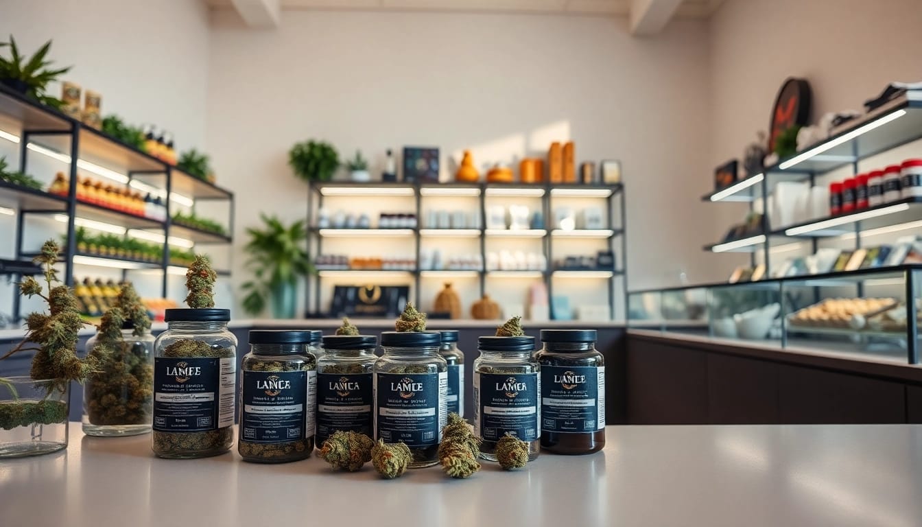 Can you buy weed on the internet at a stylish cannabis dispensary featuring various products.
