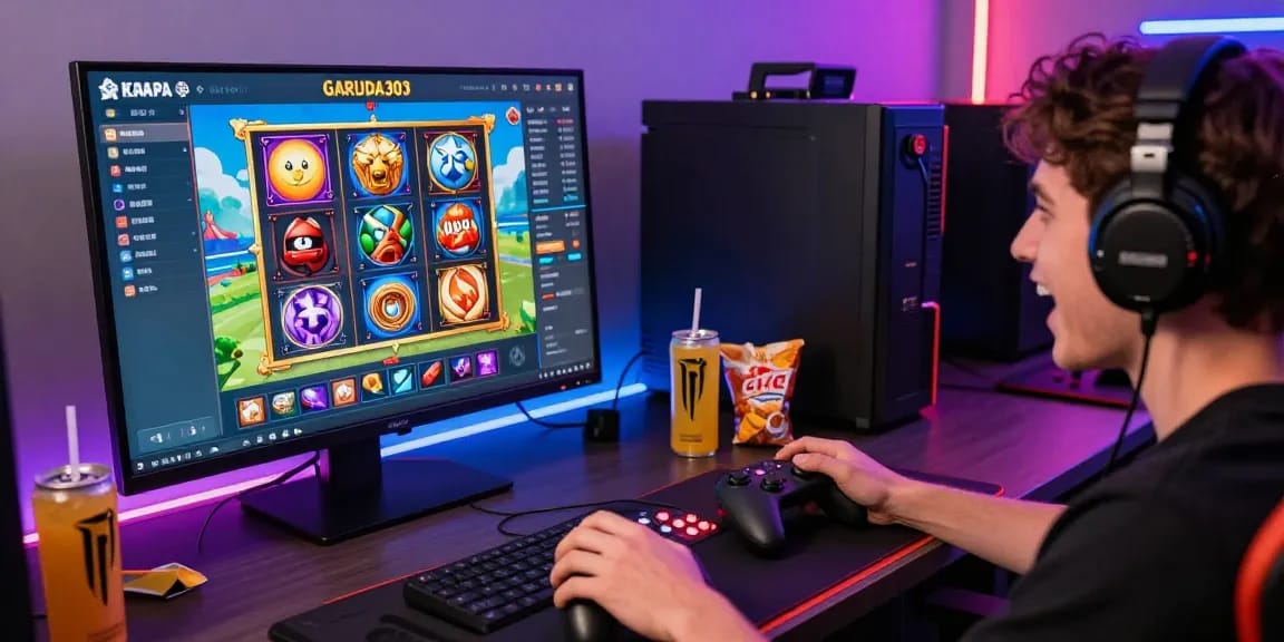 Exciting gaming experience on GARUDA303 platform with colorful slot visuals and active player.