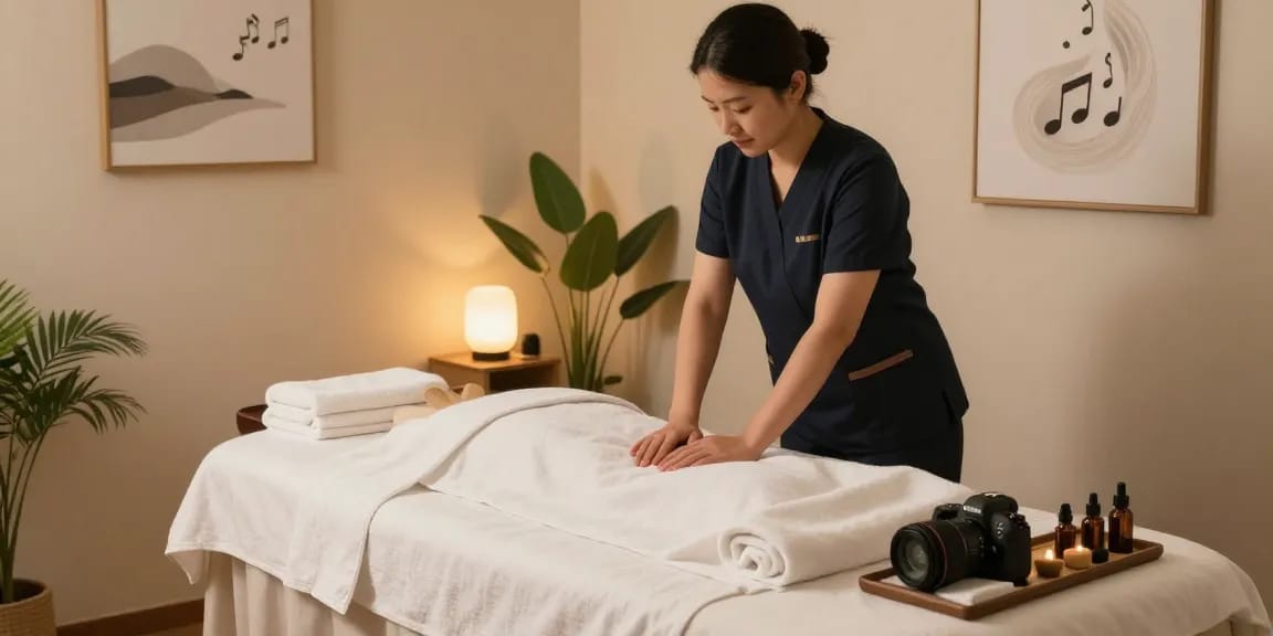 Relaxing 서울출장마사지 therapy room setup with soft lighting and soothing decor.