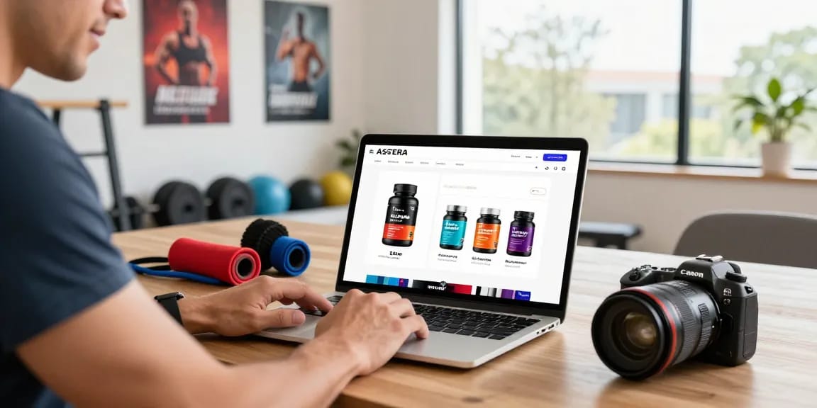 Shop for Astera Shop products while working out in a bright home gym.