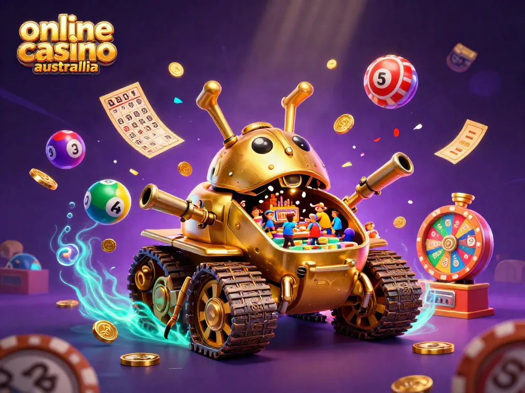 Experience the excitement of an online casino in Australia with vibrant games and festive elements.