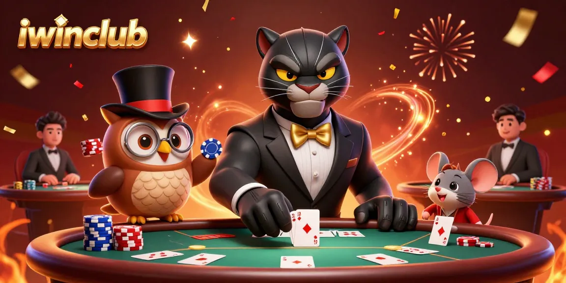 Experience exciting poker games at iwinclub with dynamic characters and vibrant casino elements.