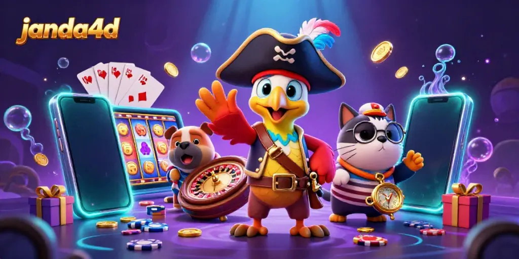 Berpartisipasi di permainan slot gacor janda4d yang menarik dengan karakter kartun dalam ilustrasi 3D.