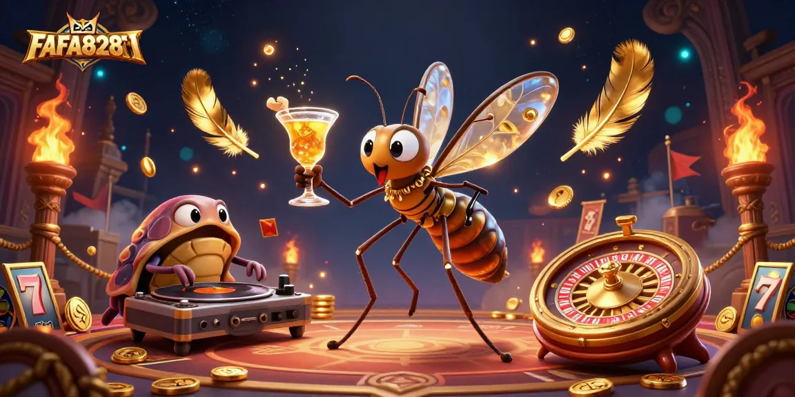 Engage with FAFA828TH in a vibrant 3D casino scene featuring unique characters and captivating gaming elements.