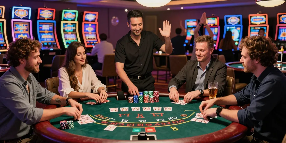 Players at a Garuda303 blackjack table enjoying an exciting casino atmosphere.
