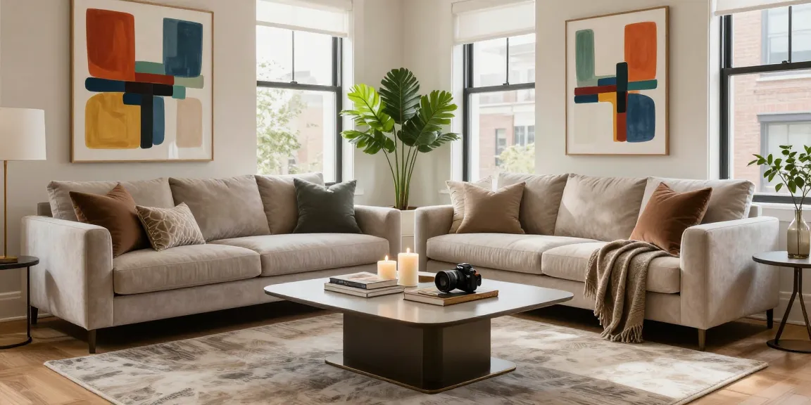 Luxurious living room interior design by www.dgi-chicago.com featuring modern decor and vibrant art.