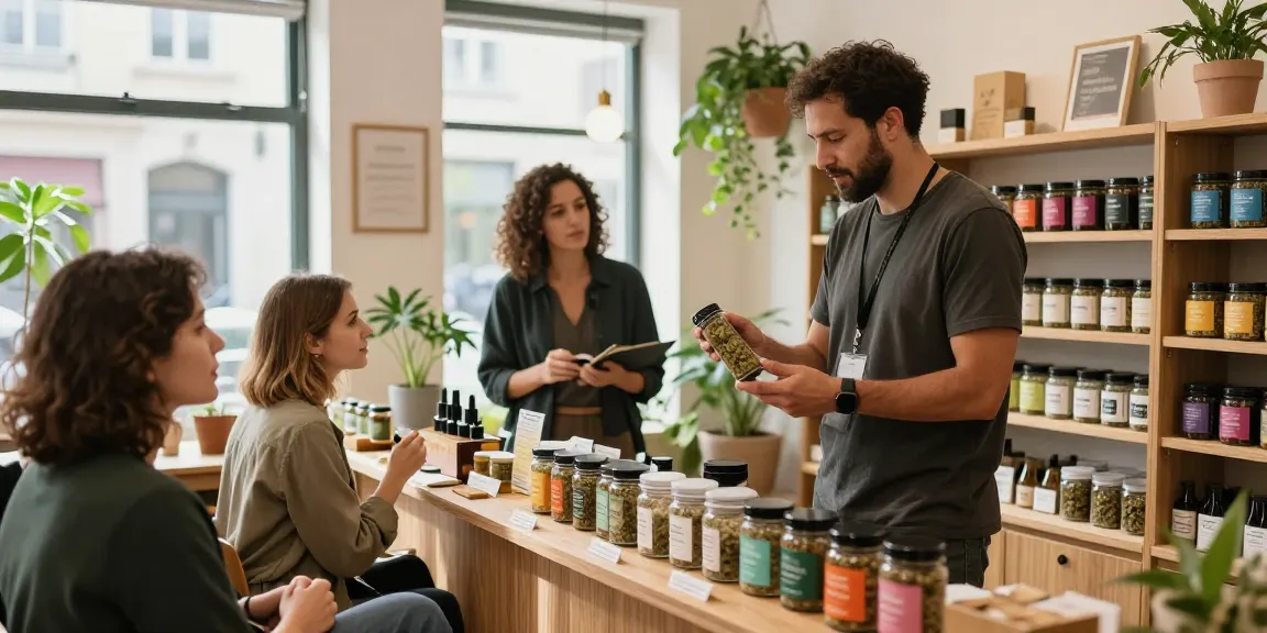 Customers exploring high-quality hash UK products in a welcoming dispensary.
