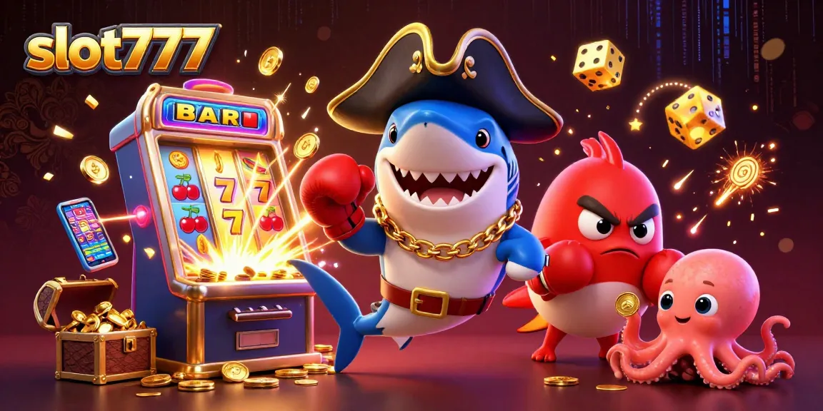 Experience excitement with slot777 as characters celebrate winning jackpots in a vibrant casino scene.