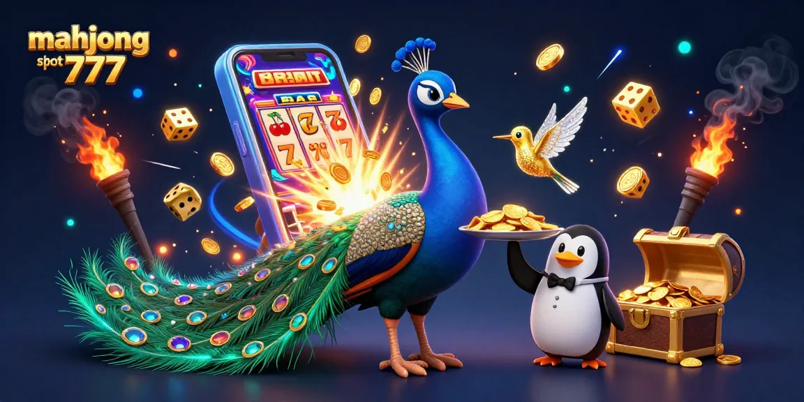 Experience mahjong slot 777 excitement with a vibrant 3D casino illustration featuring captivating characters and casino elements.