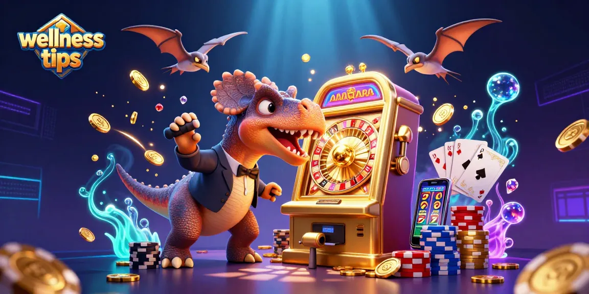 Engaging wellness tips for gamblers illustrated with 3D characters and vibrant casino elements.