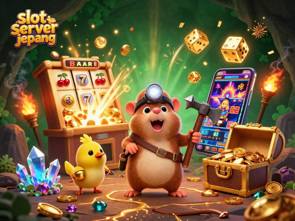 Engaging slot server jepang illustration featuring vibrant characters and casino elements in action.