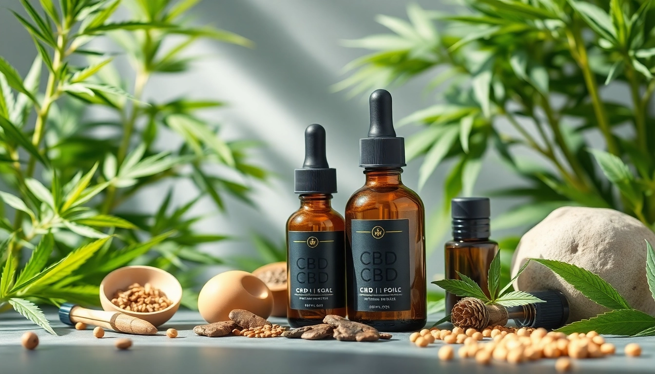 High-quality CBD oil and vape products in a serene wellness shop setting, emphasizing natural health.