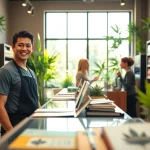 Shopping in a welcoming Weed Store with vibrant cannabis products and friendly staff.