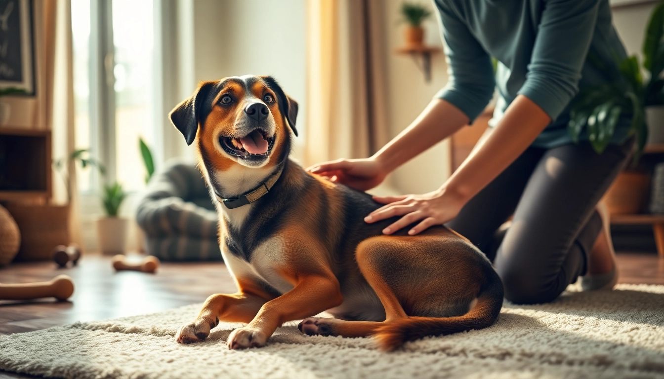 Showcasing CBD For Pet, a happy dog enjoying care in a warm, inviting home environment.