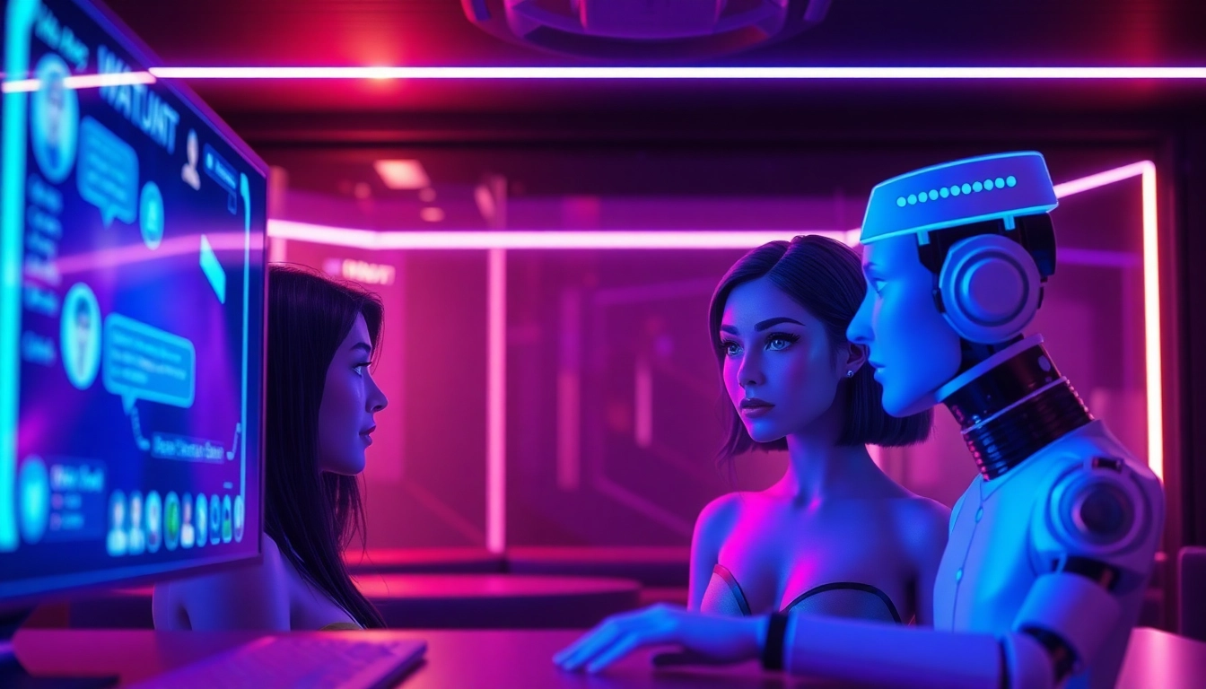 Engaging ai sex chat free experience with virtual characters in a sleek digital interface.