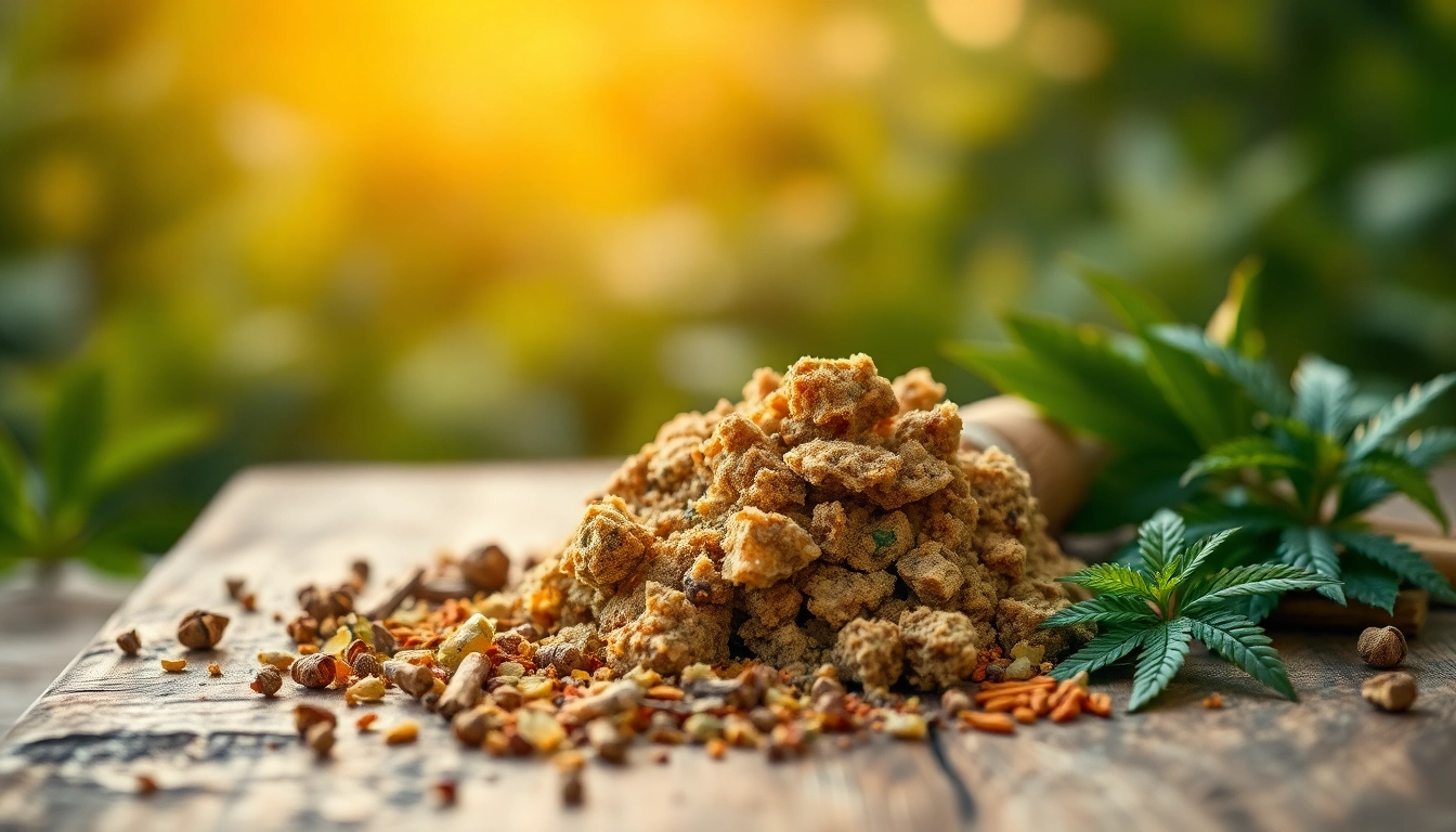 Find where to buy hash with high-quality, organic options displayed on a rustic wooden table.