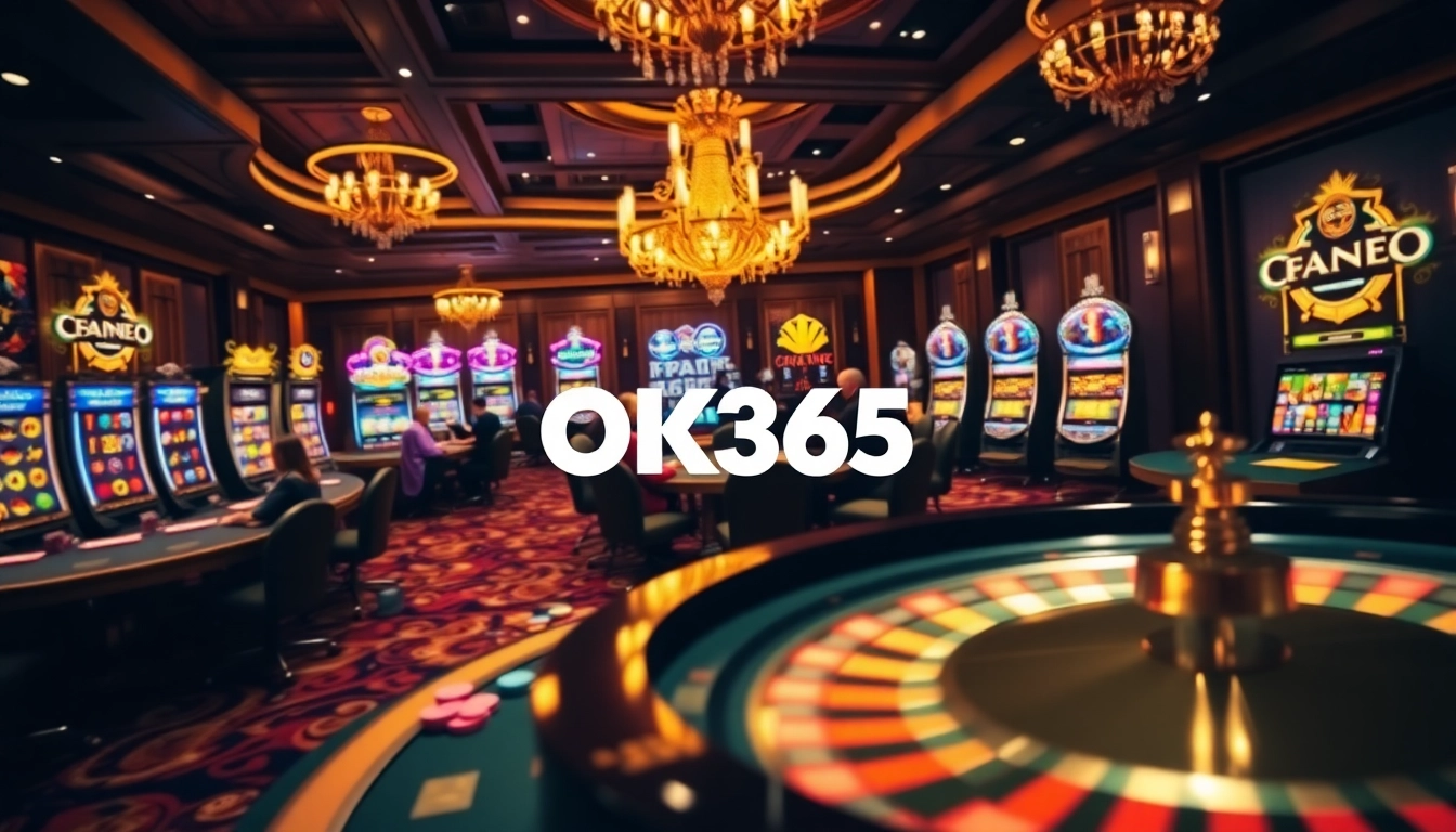 Players engage in high-stakes poker at OK365's luxurious online casino tables.