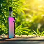 Engaging image of disposable vapes accompanied by fresh hemp plants, showcasing their natural synergy.