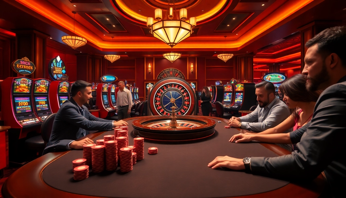 Experience the excitement of mb66 at a luxurious casino with poker, slots, and roulette.
