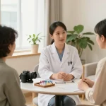 Consultation at 수원한의원, a warm and inviting wellness clinic setting.